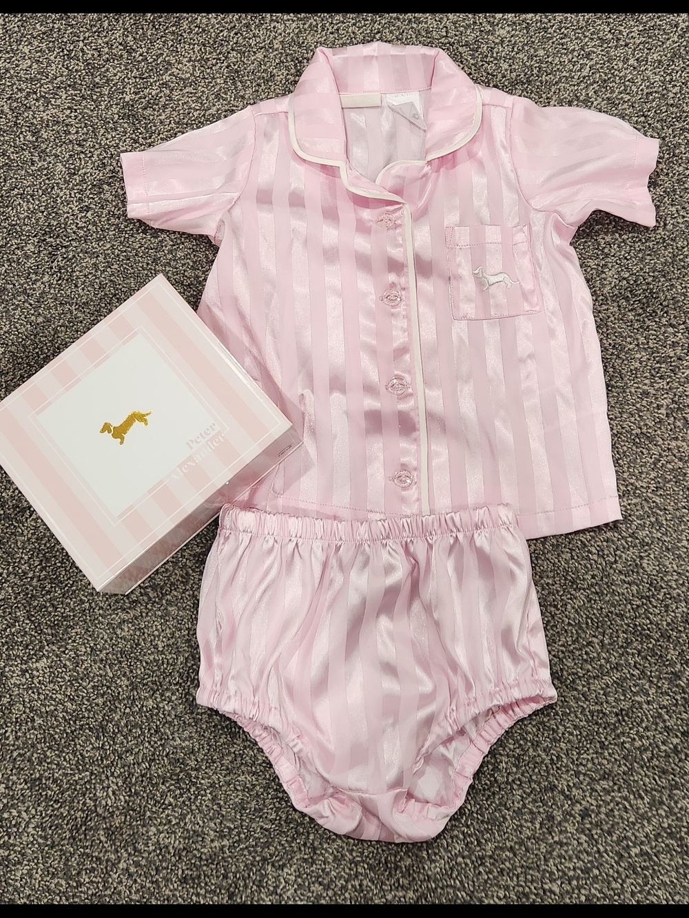 Peter Alexander Pink Satin Stripe Kids Pajama Set
